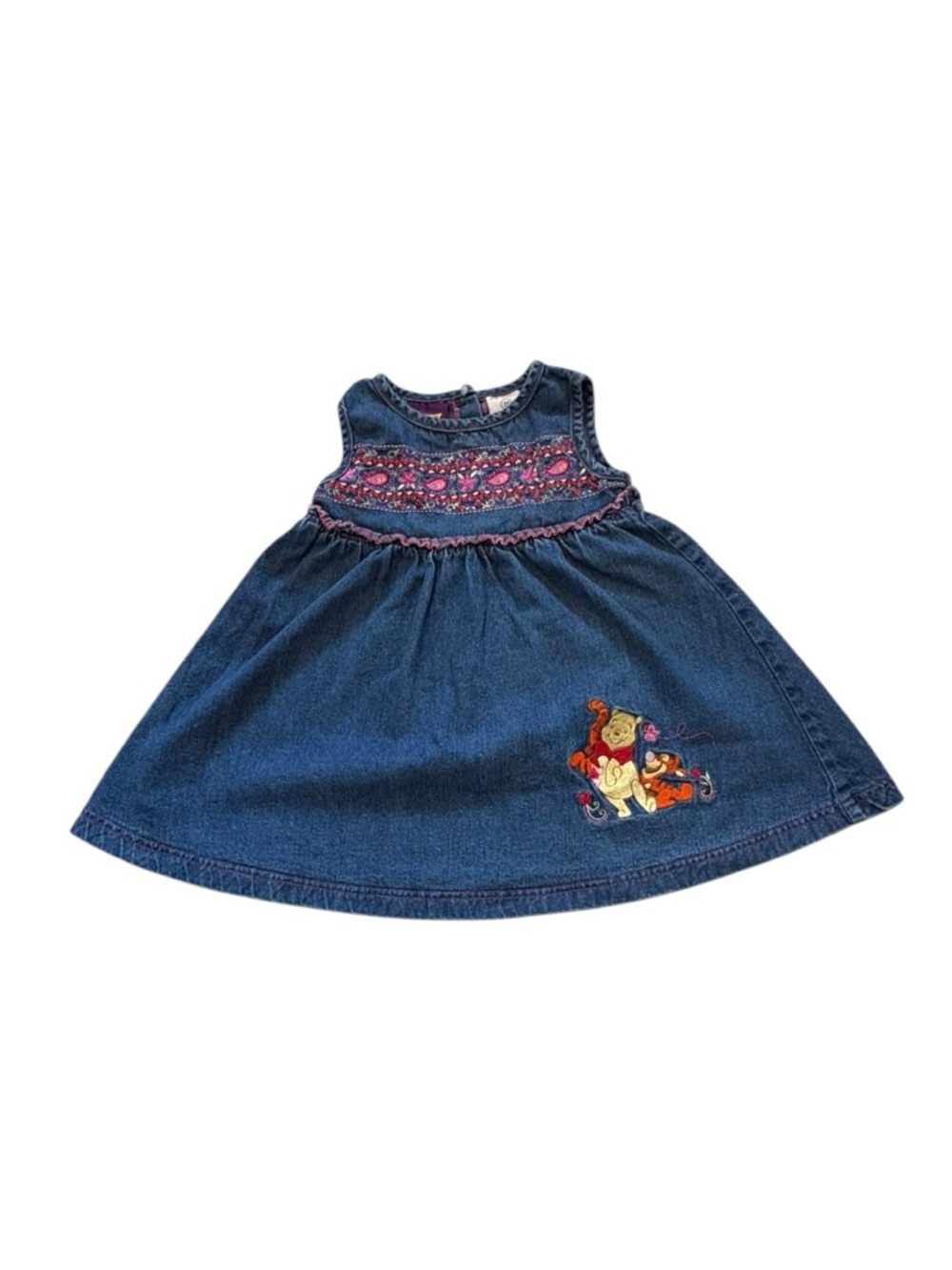 Vintage Winnie the Pooh Denim Dress 2T Embroidered Disney Y2K 90s Rare